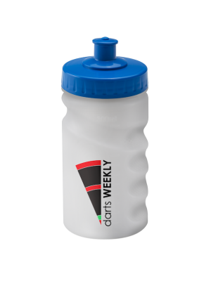 300ml Baseline Bottle- Printed Clear Bottle with a Blue Push Pull Lid