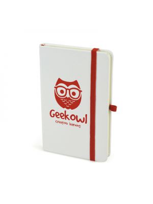 A6 White Notebook- Red