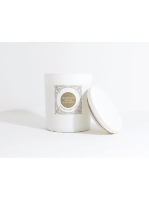 Matt Glass Jar & Wooden Lid Candle and your branding printed to the front label. 