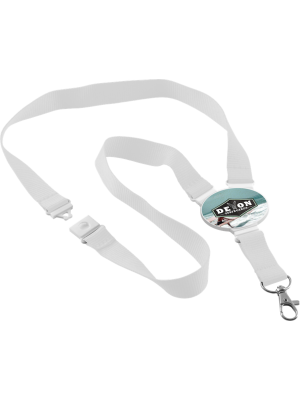 Oval Snap Lanyard- White with printed connector