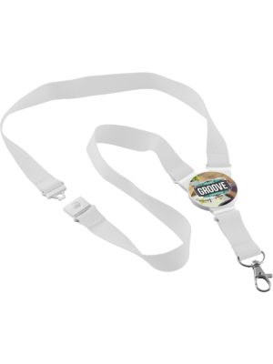Round Snap Lanyard- White with printed connector