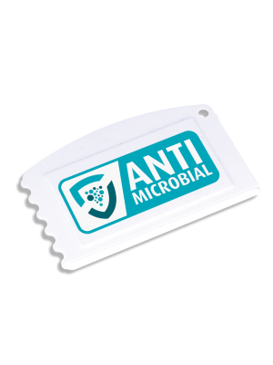 White Antimicrobial Credit Card Ice Scraper