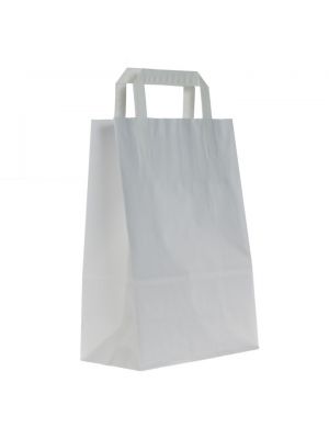 White Paper Carrier Bag- Flat Handle
