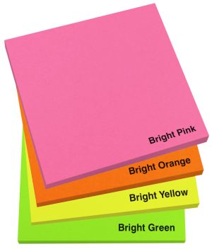 75mm x 75mm Bright Sticky Note Pad- Colour Options