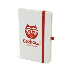 A6 White Notebook- Red