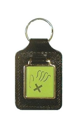 Domed Large Square Bonded Leather Keyfob