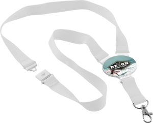 Oval Snap Lanyard- White with printed connector