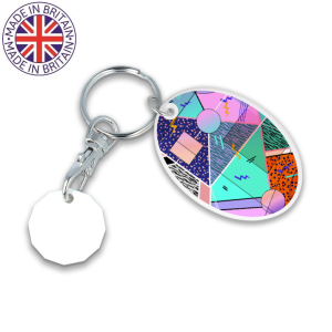 Oval Trolley Mate Keyring- White coin