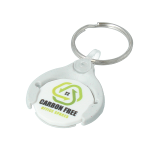 Oval Trolley Mate Keyring- White coin