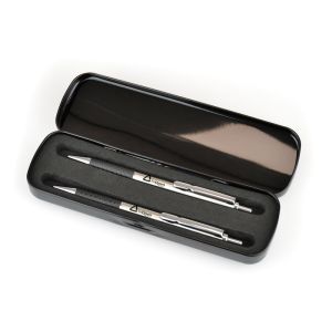 Printed Kyron Ballpen and Mechanical Pencil Set- Silver barrel 