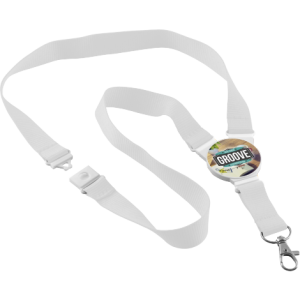 Round Snap Lanyard- White with printed connector