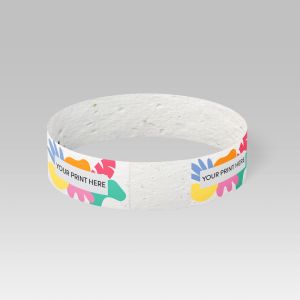 Seed Paper Wristband embedded with flower seeds.
