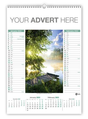 Portrait A3 wall wire bound calendar with your branding to the header.