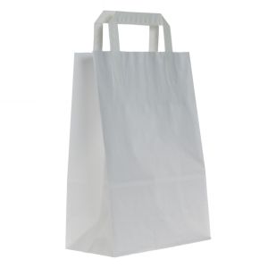 White Paper Carrier Bag- Flat Handle