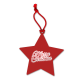 Red star shaped recycled plastic Christmas tree decoration.