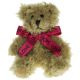 Windsor Bow Teddy Bear 15cm- Burgundy Bear with printing