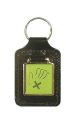 Domed Large Square Leather Keyfob