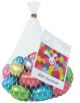 Net of chocolate foil covered easter eggs with your branding printed to a swing tag.