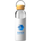 Personalised Vitality Glass Drinks Bottle with Silicone Sleeve- White sleeve with printing