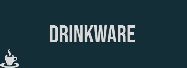 Small website banner leading to a page showing drinkware products